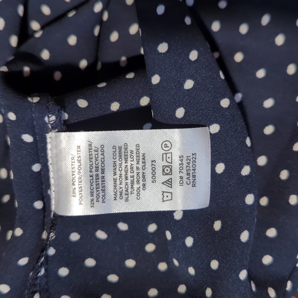 LOFT Women's Navy Blue With White Polka Dot Sleeveless Blouse / Tank - L - NWT - Picture 10 of 10